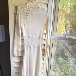 *worn once* lace cut outs maxi, long sleeve bec + bridge designer dress